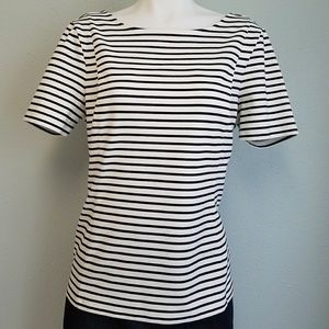 Banana Republic Striped Ponte Exposed Zipper Top